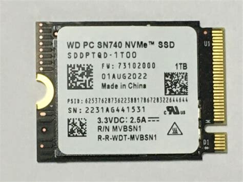 WD SN740 1TB M 2 2230 SSD NVMe PCIe4x4 For Steam Deck For Microsoft