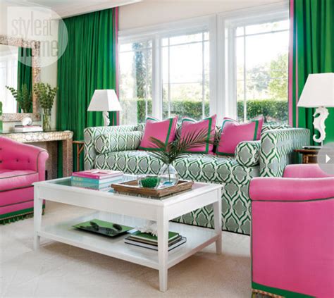 Home Tour A Bright And Preppy Miami Guest House Living Room Green