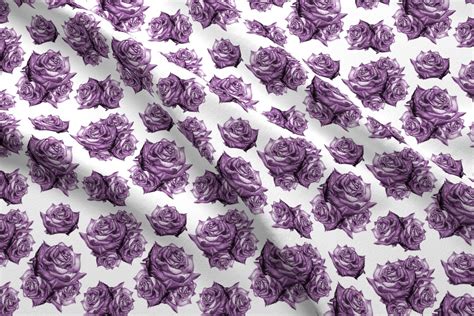 Purple Roses Fabric Rose Pattern Mono Color By Nellik Etsy