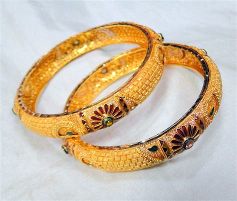 Gold Bangles 22k Solid Gold Cuff Bracelet Fine Handmade Etsy