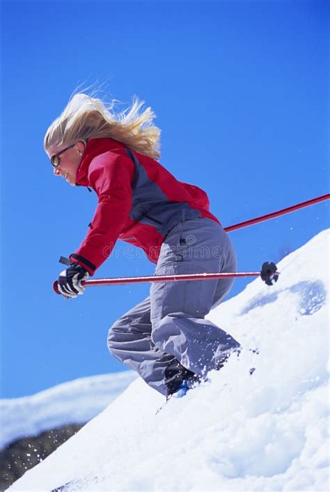 Young Woman Skiing Stock Image Image Of Person Caucasian 6077239