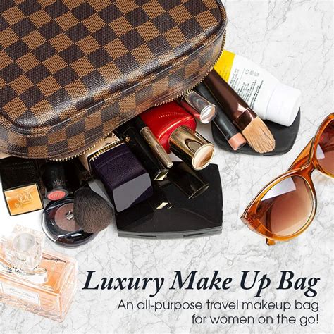 Luxury Checkered Travel Makeup Bag For Women Online Luxouria Makeup