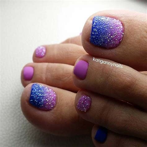 Ombre Pedicure Toe Nail Design For Spring And Summer Shellac Pedicure Pedicure Colors Glitter