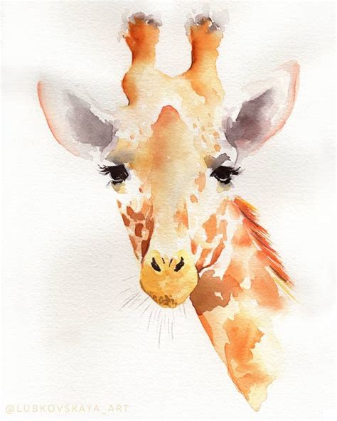 A Watercolor Painting Of A Giraffes Face