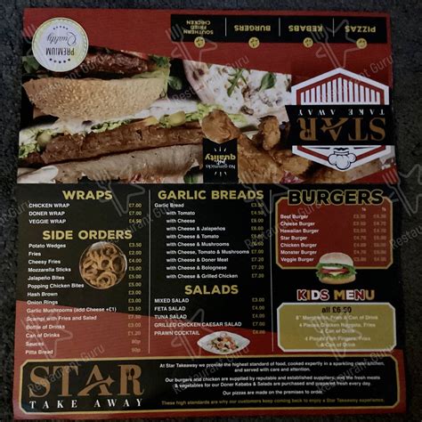 Menu at Star Fast Food, Kirkbymoorside