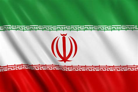 Das nationalemblem ist zentriert auf dem weißen streifen angebracht; Iran Flagge - Bilder und Stockfotos - iStock