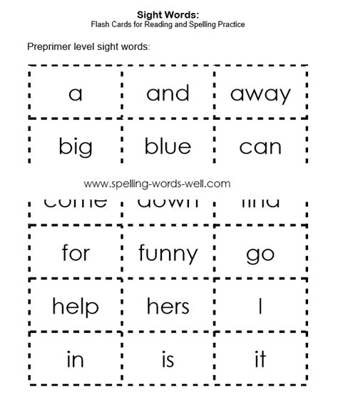 Sight Words Flash Cards And Sight Words Lists