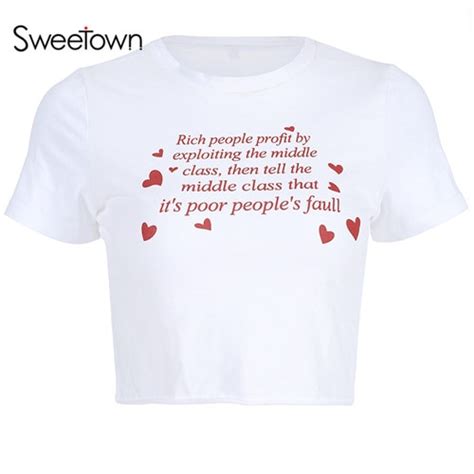 sweetown white basic women tshirt no bra club cute summer top tee shirt femme letter print short