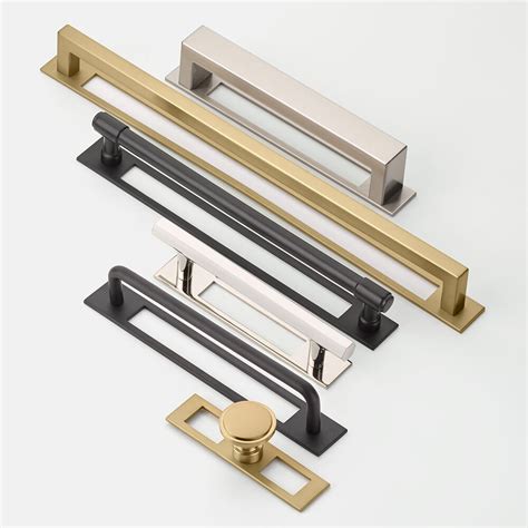Modern Cabinet Backplates 4 Long Backplate For Knob In Satin Brass