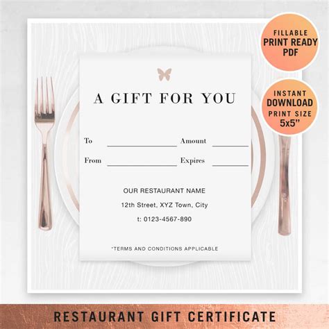 Free Printable Gift Certificates Restaurant Ideas Model With Regard