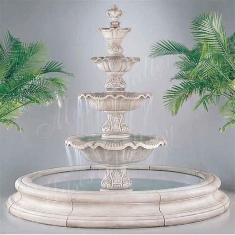Wholesale Outdoor Large 4 Tiers Marble Stone Carving Water Fountain For