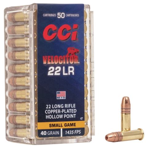 Cci Ammunition Velocitor 22 Long Rifle 40 Grain Copper Plated Hollow