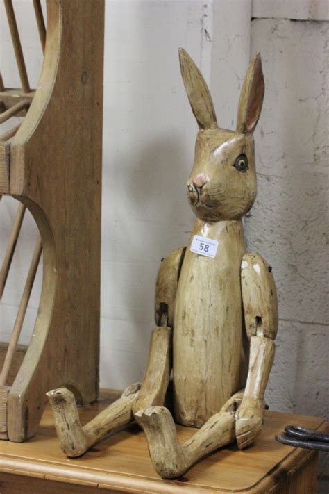 Large Articulated Wooden Hare