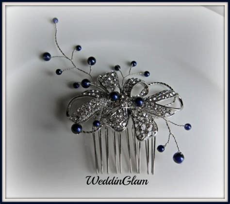Wedding Hair Accessories Midnight Blue Wedding Comb Tiara