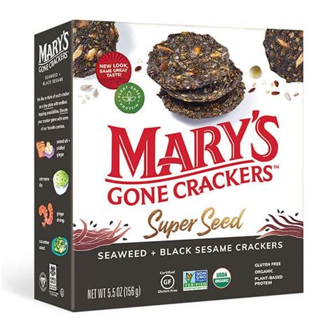 Marys Gone Crackers Super Seed Seaweed Black Sesame Crackers 155g Organic Delivery Sydney