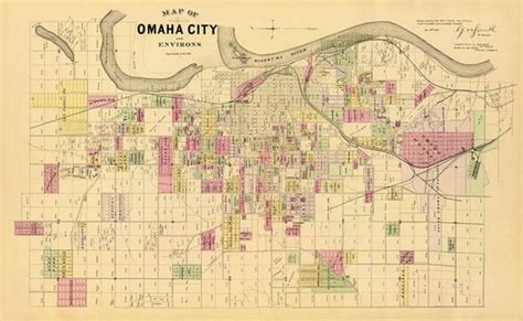 Omaha City Map Vintage Map Of Omaha City Nebraska Archival Giclee