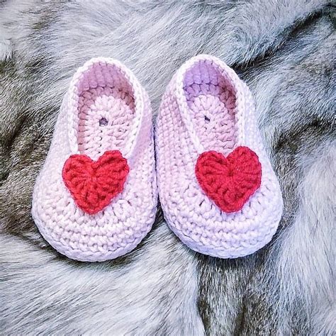 Crochet Pattern Baby Ballet Booties Slippers With Heart