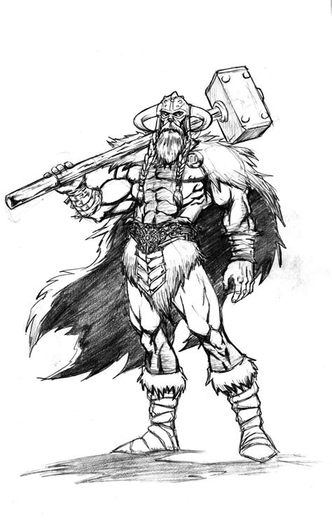 Thor God Of Thunder By Vintonheuck Warrior Drawing Viking Drawings