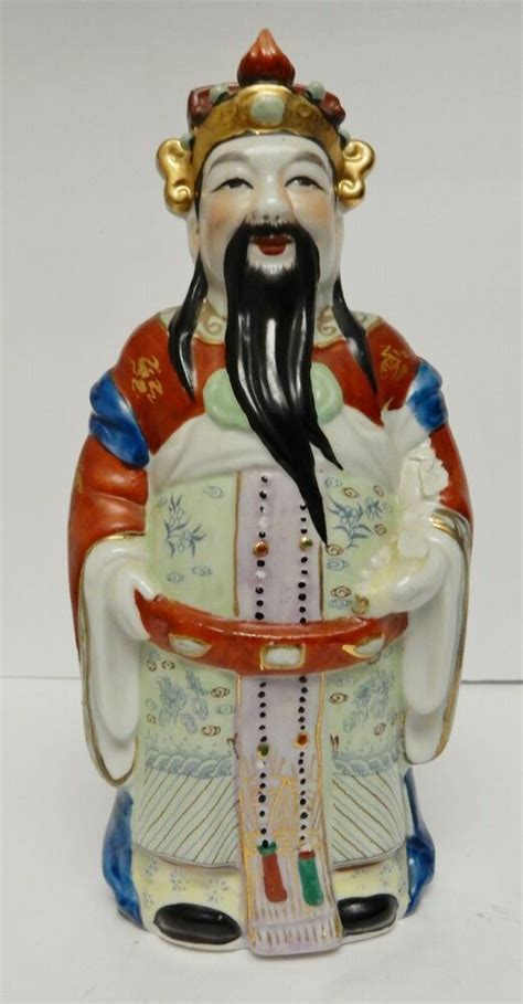 Asian Oriental Chinese Man Figure Ceramic Statue Porcelain Vintage