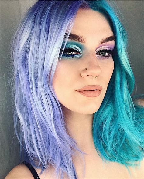 Turquoise And Violet Hair Violet Hair Hair Makeup Makeup