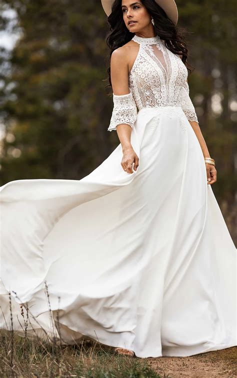 Simple Bohemian Wedding Dress With Removable Arm Cuffs All Who Wander
