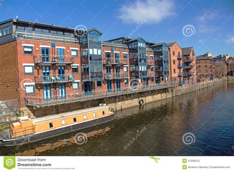 Hundreds of industrial monuments reflect the past. Redevelopment Alongside The Rive Aire, Leeds Yorkshire ...