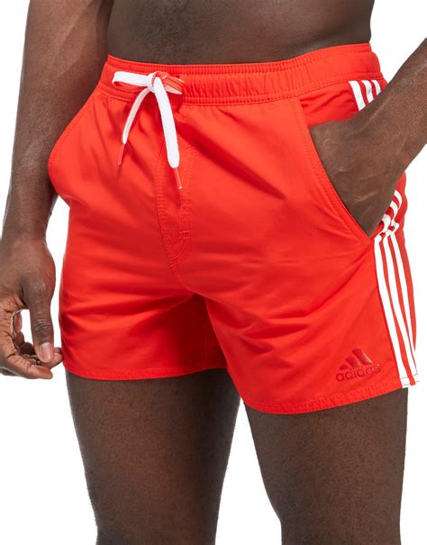 Lyst Adidas 3 Stripes Swim Shorts In Red For Men