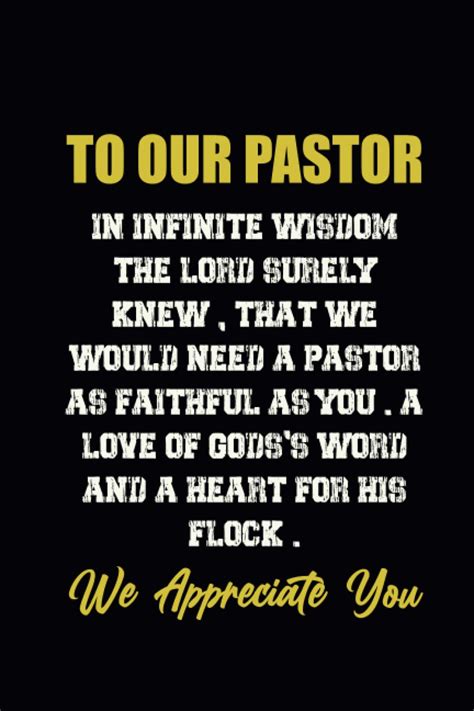To Our Pastor We Appreciate You Pastor Appreciation Notebook With