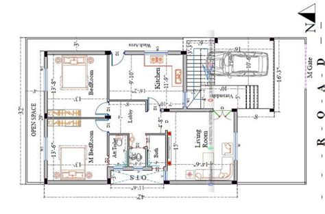 3040 House Plan With Car Parking 1200 Sq Ft 2bhk House Plan