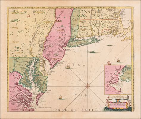 A New Map Of New England New York New Iarsey Pensilvania Maryland And