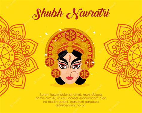 Premium Vector Happy Navratri Celebration Poster With Maa Durga And Mandala Decoration