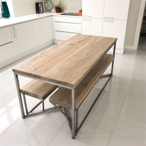 Tower Oak Stainless Steel Legs Dining Table By Cosywood