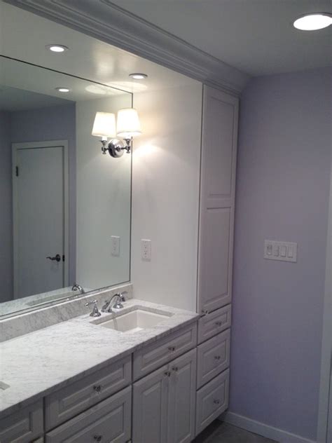 It would be a crazy and costly to. Built-in vanity, white cabinets - Traditional - Bathroom ...
