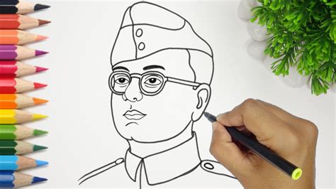 Subhash Chandra Bose Drawing Step By Step Republic Day Drawing Of Netaji Subhash Chandra Bose
