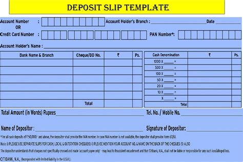 Deposit Slip Templates Excel Word Template