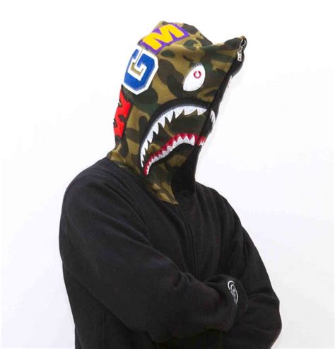 Drawstring hood with metal grommets and tip details. Gangster Udtale medaljevinder bape shark zip up hoodie ...