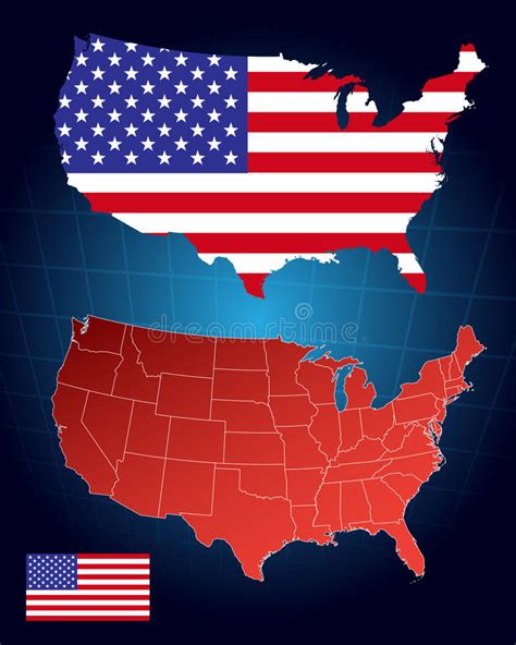 America Map And Flag Stock Vector Illustration Of Editable 11050239