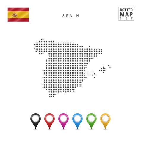 Mapa De España Con Puntos Vectoriales Silueta Simple De España La