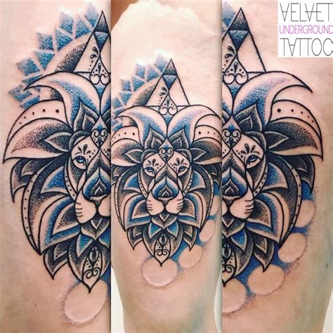 Geometric Dotwork Lion Tattoo By Vivi Ink At Velvet Underground Tattoo