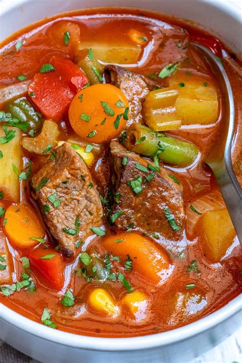 Then, add the beef cubes. Homemade Vegetable Beef Soup Recipe | Healthy Fitness Meals
