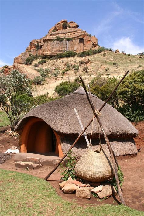 Traditional Basotho Hut And Cooking Pot African Hut Basotho African House