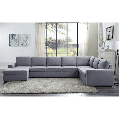 Light Gray Sectional Sofa Baci Living Room
