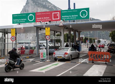 Customs At The Border Between Spain And Gibraltar British Overseas