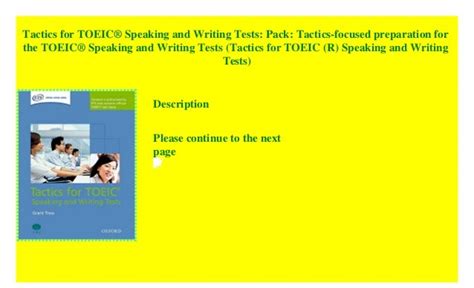 Tactics For Toeic® Speaking And Writing Tests Pack Tactics Focused