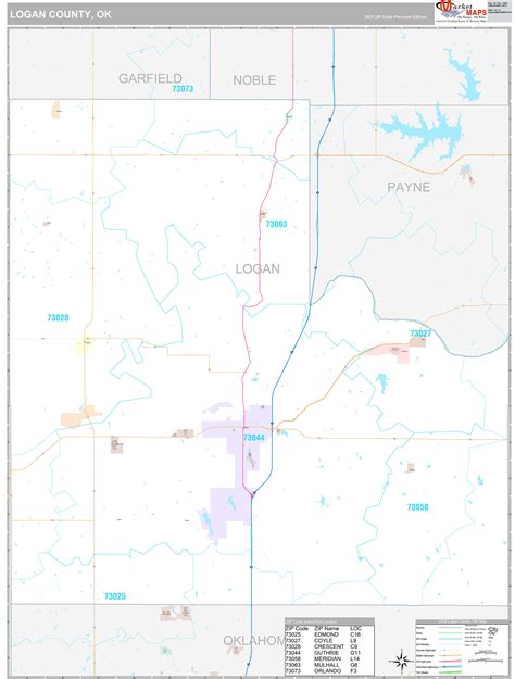 Logan County Ok Wall Map Premium Style By Marketmaps