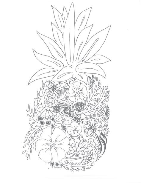 Pineapple With Sunglasses Coloring Page Thekidsworksheet
