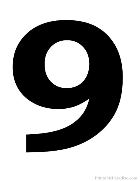 Printable Solid Black Number 9 Silhouette Printable Numbers Number 9