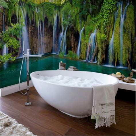 Delicate Natural Waterfalls Scenery Pattern Waterproof 3d Bathroom Wall