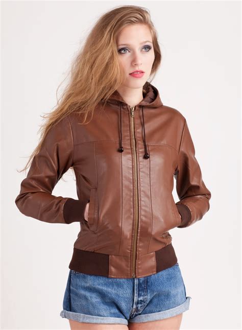 womens brown retro pointed collar faux leather jacket fashion s feel tips and body care