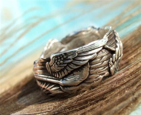 Angel Wings Ring Angel Wing Sterling Silver Ring Angel Wing Etsy